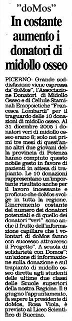 doMos, in costante aumento i donatori di midollo osseo