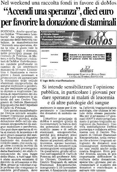 'Accendi una speranza', 10 euro per favorire la donazione di staminali