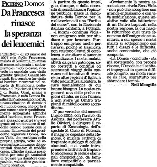 Da Francesca nasce la speranza dei leucemici