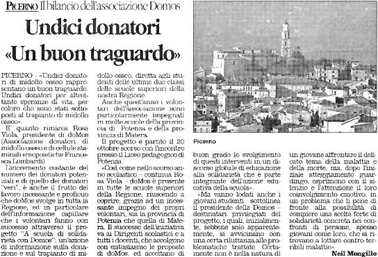 11 donatori, 'un buon traguardo'