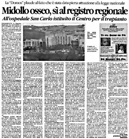 Midollo osseo, sì al Registro Regionale